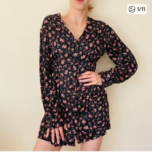 Zara Black Floral Mini Dress